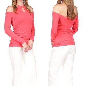 MICHAEL Michael Kors Women's Cold-Shoulder Keyhole Top Geranium Size XL NWT